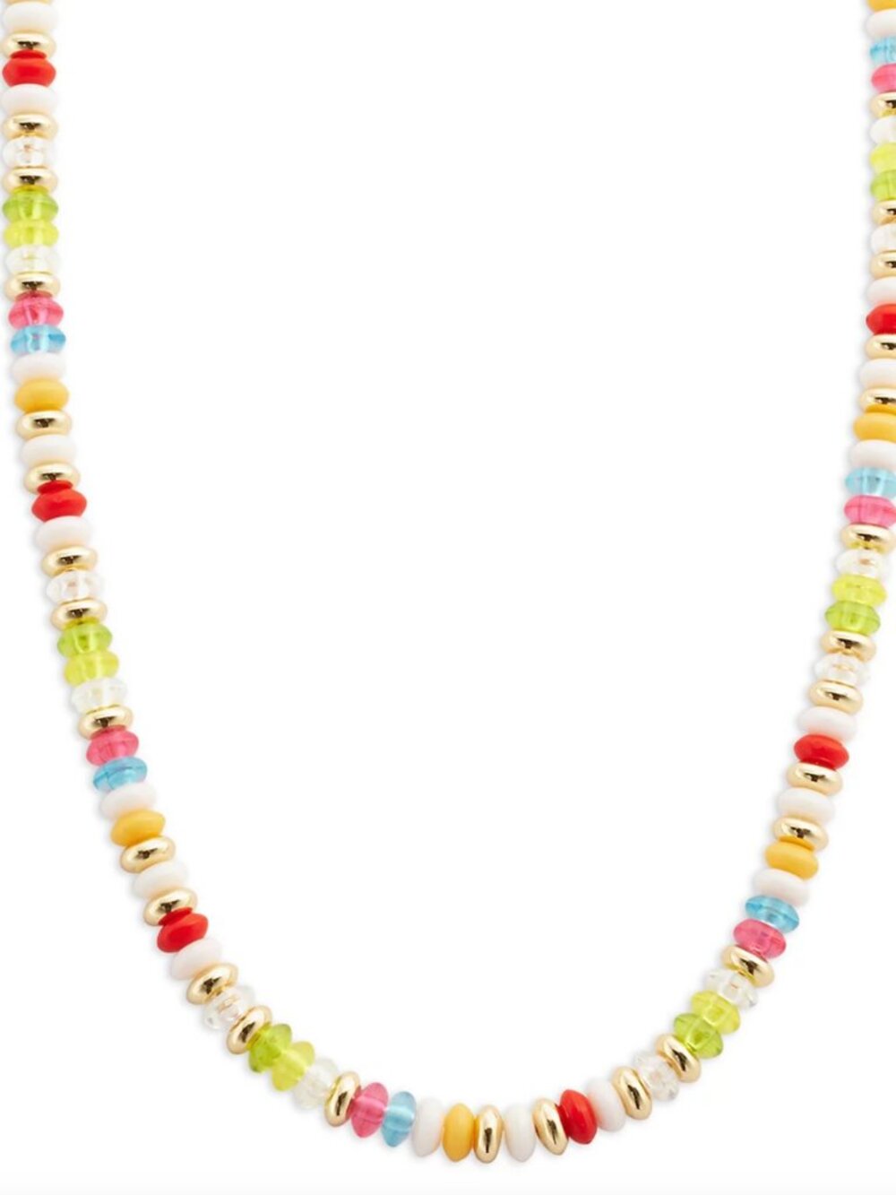 Aqua Multicolor Bead Collar Necklace in 14K Gold Plated, 16-18 - Exclusive